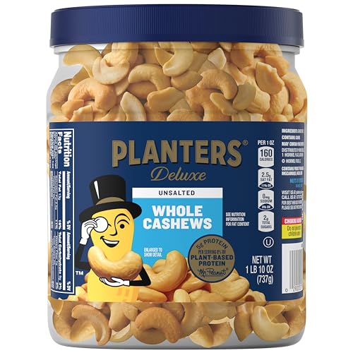 PLANTERS Unsalted Premium Cashews, 1.63 lb. Canister