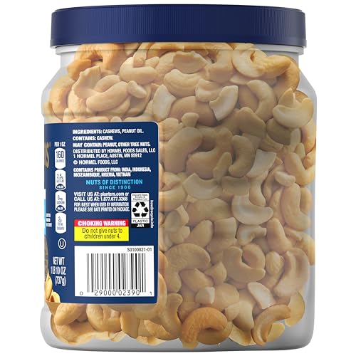 PLANTERS Unsalted Premium Cashews, 1.63 lb. Canister