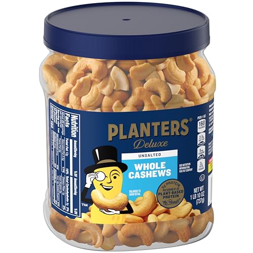 PLANTERS Unsalted Premium Cashews, 1.63 lb. Canister