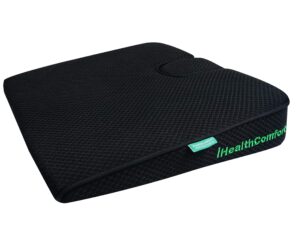ihealthcomfort portable memory foam wedge seat cushion-car&truck seat cushion for tailbone stress back pain relief(16x13.7inches)
