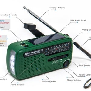 Best NOAA Portable Solar/Hand Crank AM/FM, Shortwave & NOAA Weather Emergency Radio with USB Cell Phone Charger & LED Flashlight (Green)