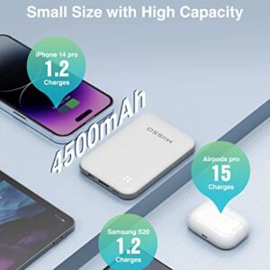 4500mAh Built in Cable Cell Phone External Battery Pack, Portable Phone Charger Power Bank 5V 2.1A Charging Mobile Phone Charger USB-C in/Out Compatible with iPhone 11/12/13, Heated Vest, White