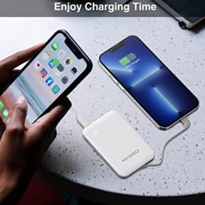 4500mAh Built in Cable Cell Phone External Battery Pack, Portable Phone Charger Power Bank 5V 2.1A Charging Mobile Phone Charger USB-C in/Out Compatible with iPhone 11/12/13, Heated Vest, White