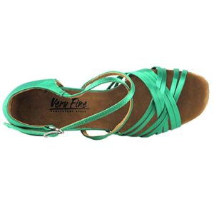 50 Shades Green Ballroom Latin Dance Shoes for Women: 2784LEDSS Green Satin 3" Slim Heel Size 10 1/2 (Special Order)