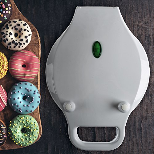 Chef Buddy Mini Donut Maker, Durable, Nonstick Easy to Use Mini Baking Machine - Cooks 7 Mini Doughnuts at a Time - Glazed, Frosted with Sprinkles, Nuts, or Vegan Donuts, & More, (White)