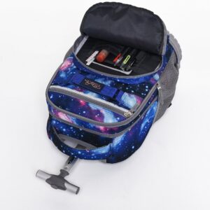 Tilami Rolling Backpack 18 Inch with Pencil Case School for Boys Girls, Galaxy