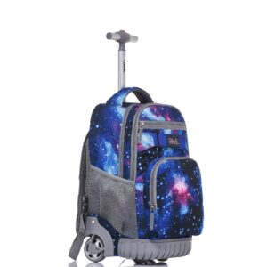 Tilami Rolling Backpack 18 Inch with Pencil Case School for Boys Girls, Galaxy