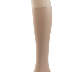 Silky Toes Sheer Knee High Stockings for Women, 6 Pairs Nylon Trouser Socks, Nude, One Size