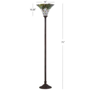 JONATHAN Y JYL8004A Botanical Tiffany-Style 71" Torchiere LED Floor Lamp, Tiffany, Traditional, Art Nouveau Style, Office, Bedroom, Living Room, Family Room, Dining Room, Hallway, Foyer, Bronze
