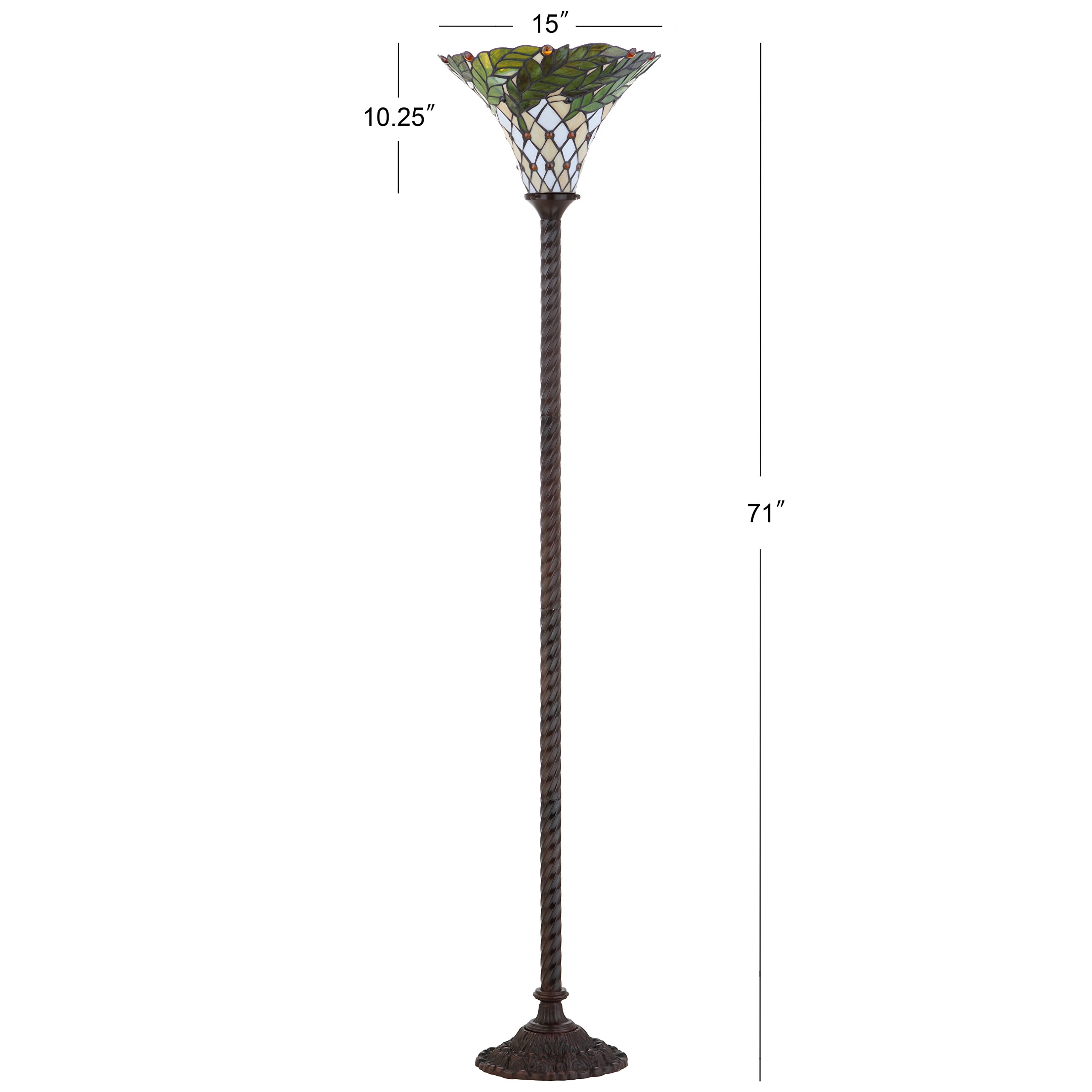 JONATHAN Y JYL8004A Botanical Tiffany-Style 71" Torchiere LED Floor Lamp, Tiffany, Traditional, Art Nouveau Style, Office, Bedroom, Living Room, Family Room, Dining Room, Hallway, Foyer, Bronze