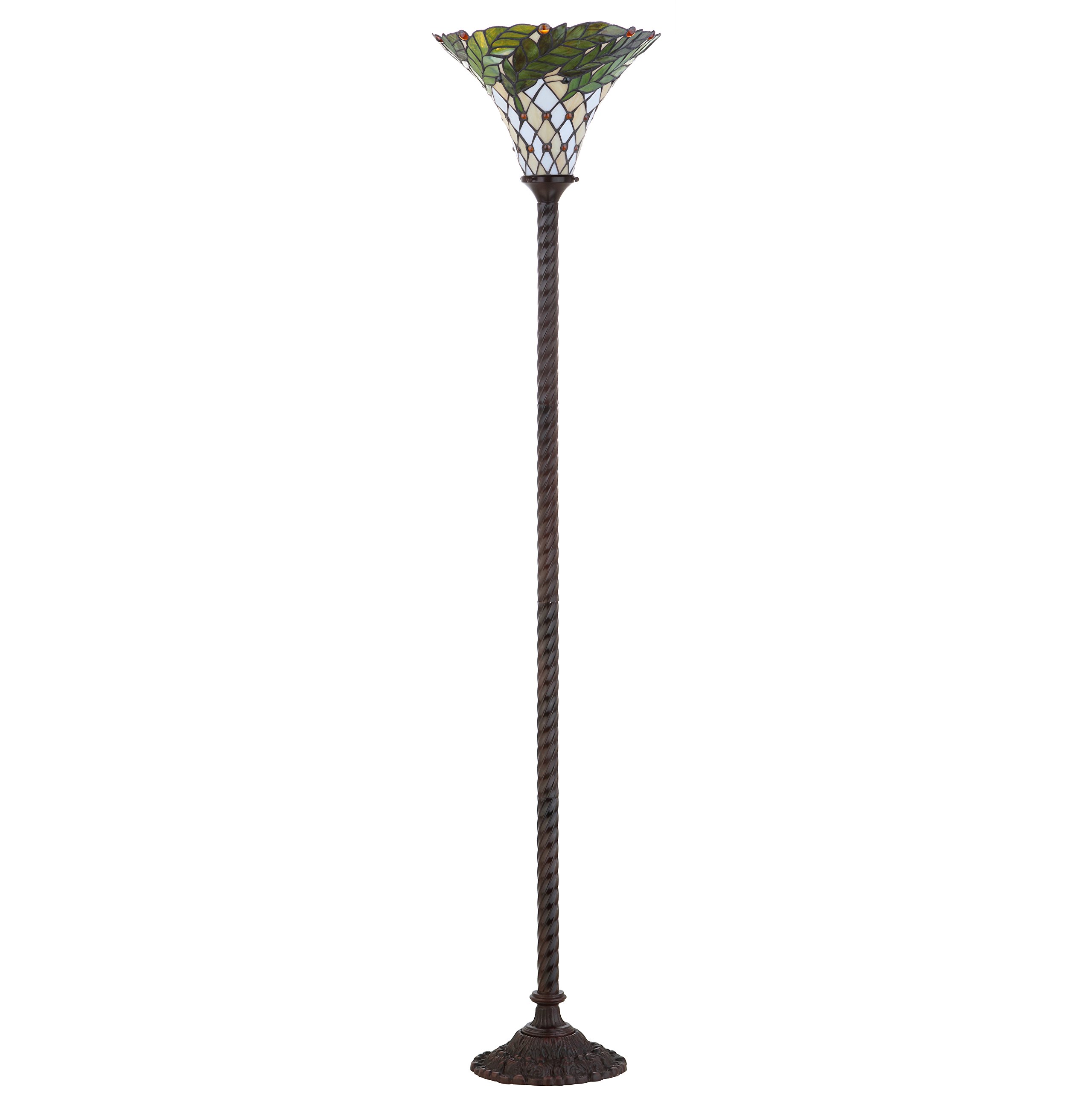 JONATHAN Y JYL8004A Botanical Tiffany-Style 71" Torchiere LED Floor Lamp, Tiffany, Traditional, Art Nouveau Style, Office, Bedroom, Living Room, Family Room, Dining Room, Hallway, Foyer, Bronze