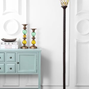 JONATHAN Y JYL8004A Botanical Tiffany-Style 71" Torchiere LED Floor Lamp, Tiffany, Traditional, Art Nouveau Style, Office, Bedroom, Living Room, Family Room, Dining Room, Hallway, Foyer, Bronze