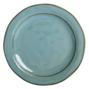 Gibson Elite Terranea Round Reactive Glaze Terra Cotta Dinnerware Set, Service for Four (12pcs), Teal