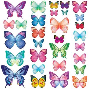 decowall bs-1302 30 vibrant butterflies kids wall stickers wall decals peel and stick removable wall stickers for kids nursery bedroom living room d?cor