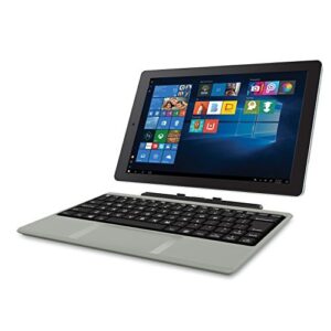 2018 rca cambio 2-in-1 10.1" touchscreen tablet pc, intel quad-core processor, 2gb ram, 32gb ssd, detachable keyboard, webcam, wifi, bluetooth, windows 10, silver