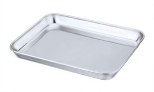 mini toaster oven tray pan, p&p chef stainless steel broiler pan, small rectangle 9''x7''x1'', non toxic & heavy duty, easy clean & dishwasher safe