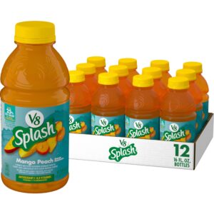 v8 splash mango peach flavored juice beverage, 16 fl oz bottle (pack of 12)