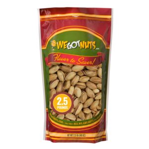 turkish antep pistachios - 2.5 lbs (40oz) premium quality kosher roasted pistachios by we got nuts - natural & healthy rich flavor snack - whole & salted – air-tight resealable bag package…