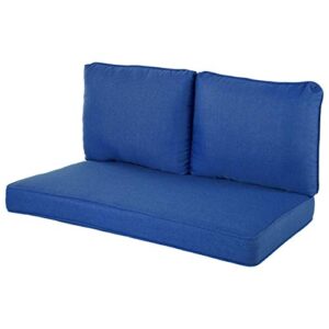 quality outdoor living 29-cb02lv loveseat cushion, 46x26, cobalt,3 piece assortment