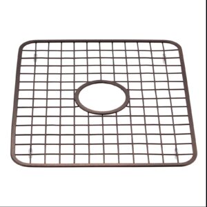 mDesign Modern Kitchen Sink Metal Dish Drying Rack/Mat with Center Drain Hole - Steel Wire Grid Design - Allows Wine Glasses, Mugs, Bowls and Dishes to Drain in Sink - 2 Pack - Bronze