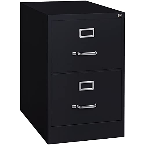 Pemberly Row 25" Greenguard Gold Certified 2-Drawer Metal Legal Width Vertical File Cabinet with Lock Included in Black