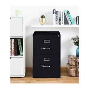 Pemberly Row 25" Greenguard Gold Certified 2-Drawer Metal Legal Width Vertical File Cabinet with Lock Included in Black