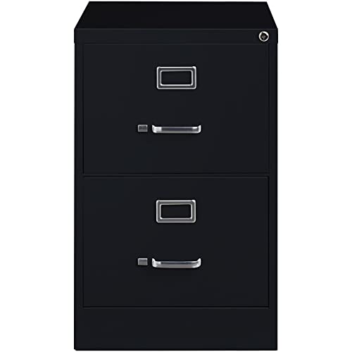 Pemberly Row 25" Greenguard Gold Certified 2-Drawer Metal Legal Width Vertical File Cabinet with Lock Included in Black