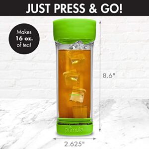 Primula Press and Go Iced Tea Maker, Travel Tumbler, Infuser Bottle, Leak-proof Flip-top Lid with Carry Loop, Dishwasher Safe, Made without BPA, 16-Ounce, Green