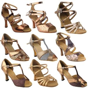 50 shades bronze ballroom latin dance shoes for women: 2703 copper stardust & dark tan gold 3" heel size 10 1/2 (special order)