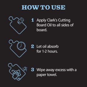 CLARK'S Coconut Cutting Board Oil - Refined for Kitchen Countertops - Butcher Blocks - Wooden Bowls - Clark's Cutting Board Oil - Seals Wood - Food Safe - No Mineral Oil - Clark Brush Compatible