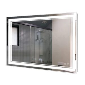 Keonjinn LED Bathroom Mirror with Lights, 40 x 24 Inch Front Lighted Vanity Mirror, Wall Mounted Anti-Fog Memory Brightness Dimmable Makeup IP54, Shatterproof (Horizontal/Vertical)