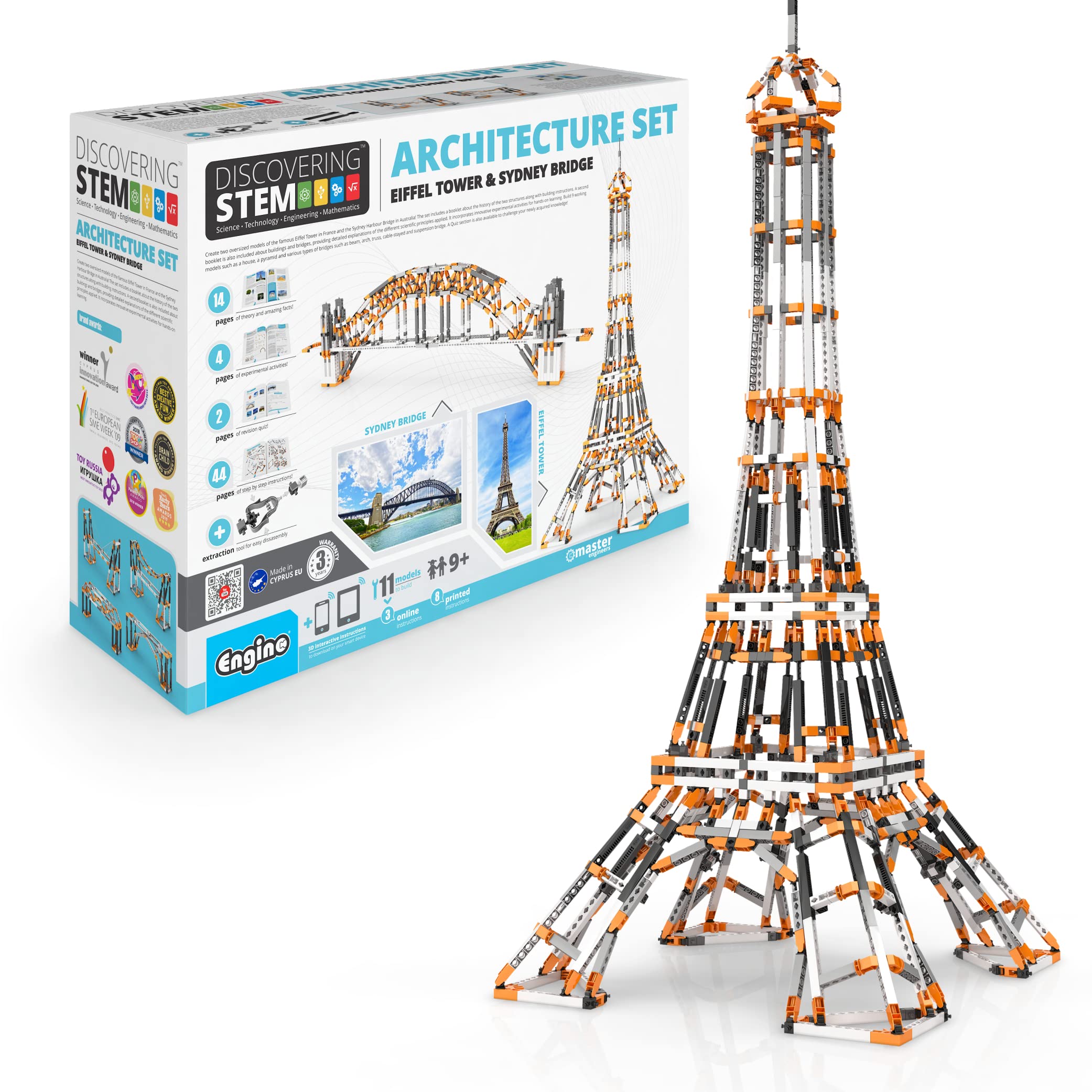 Engino - STEM Toys, Architecture Set: Eiffel Tower, Sydney Bridge - Building Toys, Educational Toys for kids 9+, Gifts for Boys & Girls (11 Model Options)