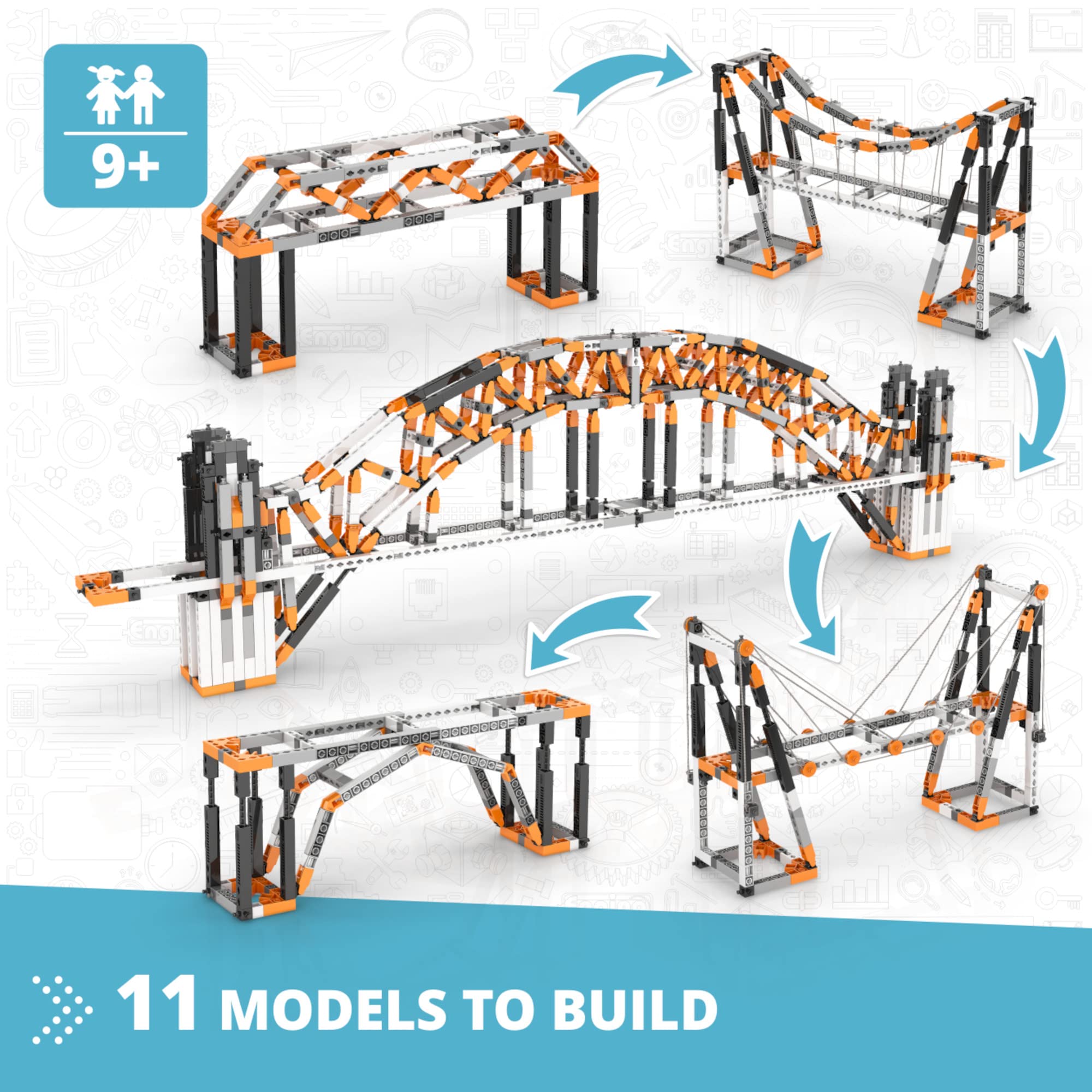 Engino - STEM Toys, Architecture Set: Eiffel Tower, Sydney Bridge - Building Toys, Educational Toys for kids 9+, Gifts for Boys & Girls (11 Model Options)