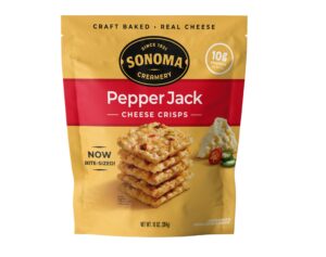 sonoma creamery - cheese crisps, pepper jack, 10 oz (1 count) | savory snack | high protein | low carb | gluten free | keto-friendly