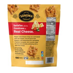 Sonoma Creamery - Cheese Crisps, Pepper Jack, 10 Oz (1 Count) | Savory Snack | High Protein | Low Carb | Gluten Free | Keto-Friendly