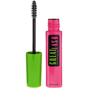 maybelline great lash waterproof mascara makeup, volumizing lash-doubling formula that conditions as it thickens, very black, 2 count