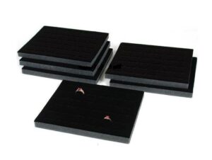 the display guys ~ 6pcs deluxe black velvet ring foam 36 slot jewelry travel ring insert display pad holder