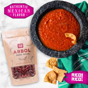 Dried Chile Peppers Bundle (12 oz Total) - Ancho, Guajillo and Arbol Chiles - The Spicy Trio - Great For Mexican Recipes - In Resealable Bags by RICO