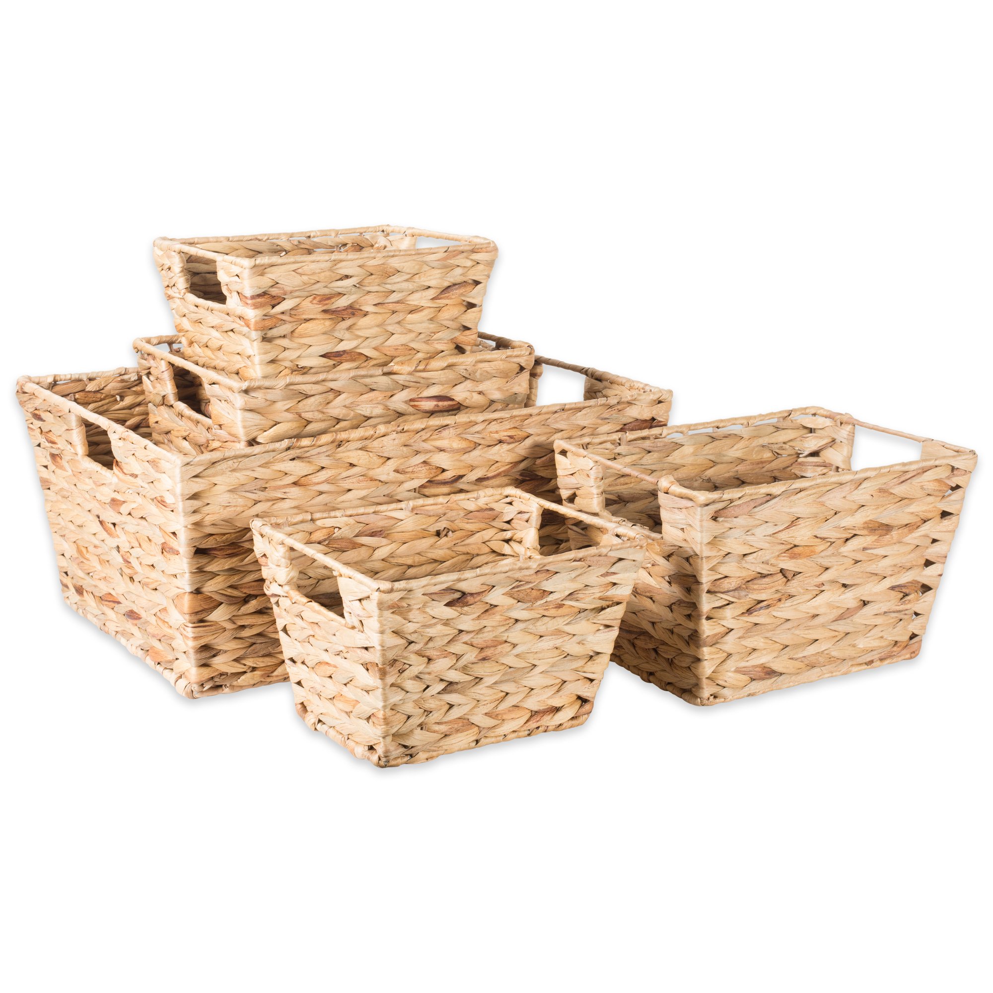 DII Hyacinth Collection Storage Baskets, Large Set, Assorted Sizes, Natural, 5 Piece