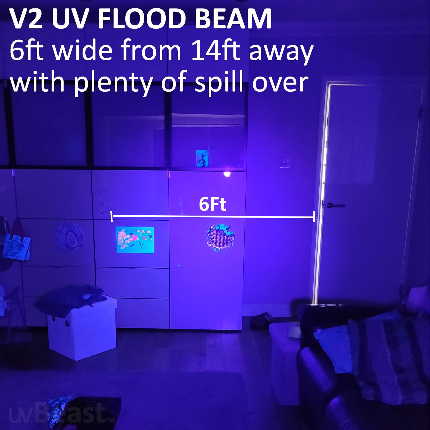 uvBeast V2 - Black Light UV Flashlight with HIGH Definition with Flood Effect 385-395nm UV Best for Commercial/Domestic Use Works Even in Ambient Light – USA Stock – UK Design