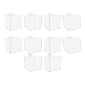marketing holders 10 pack 4" slatwall retail bin clear acrylic merchandise storage organizer bulk product dump box single pocket square caddy for retail stores and service centers