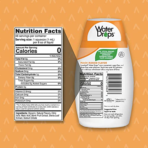 SweetLeaf WaterDrops, Peach Mango, 1.62 Fl Oz (Pack of 1)