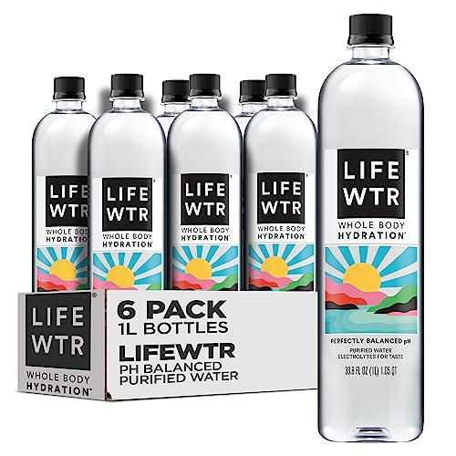 LIFEWTR, Premium Purified Water pH Balanced with Electrolytes For Taste, 1 Liter bottles (6 Pack)