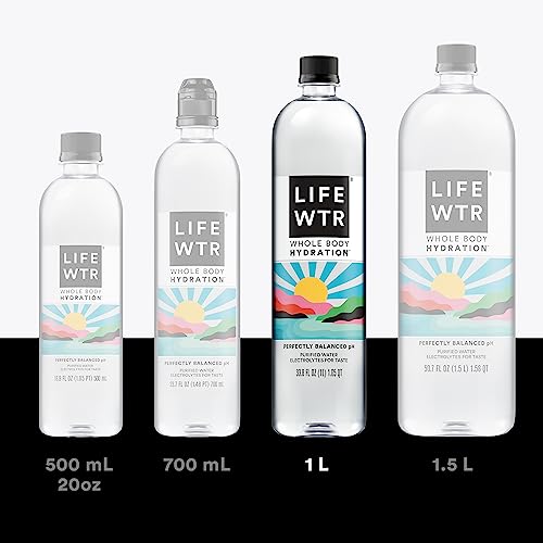 LIFEWTR, Premium Purified Water pH Balanced with Electrolytes For Taste, 1 Liter bottles (6 Pack)