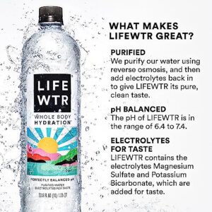 LIFEWTR, Premium Purified Water pH Balanced with Electrolytes For Taste, 1 Liter bottles (6 Pack)