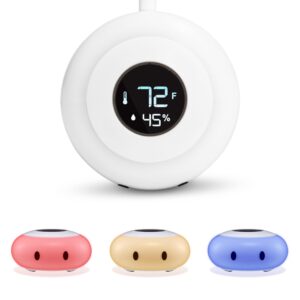 littlehippo kelvin room thermometer, hygrometer and color changing night light - indoor temperature monitor - digital thermostat and humidity gauge - home thermometer for kids bedroom or nursery