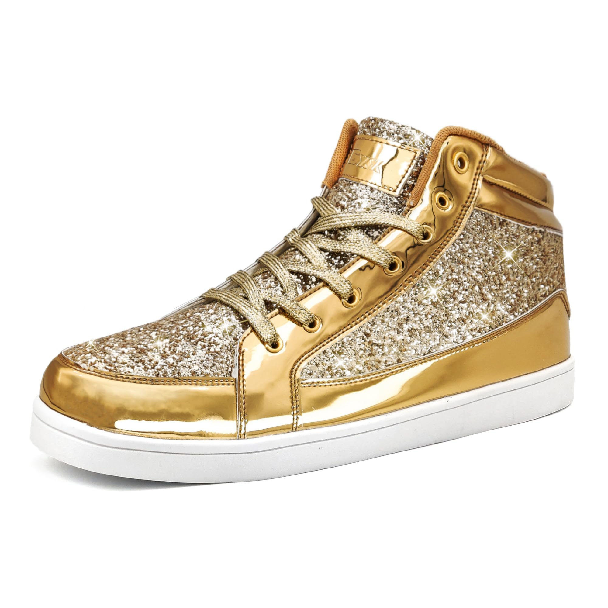 IGxx Glitter Shoes for Men High Top Flashing Party Casual Lace-up Sneakers Men