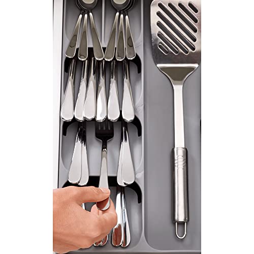 Joseph Joseph DrawerStore Compact Utensil Organizer For Kitchen Drawer Silverware, Flatware Tray, Large, Grey