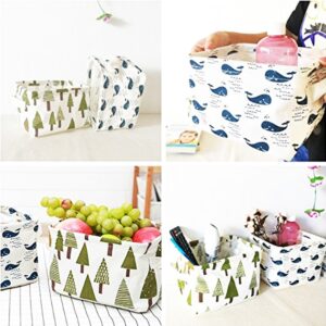 Lannu Pack 4 Home Decor Fabric Storage Bins Basket Cloth Cotton Linen Blend Collapsible Box Organizers Baskets Liner Shelves, 7.8×6.3×5.1 inch