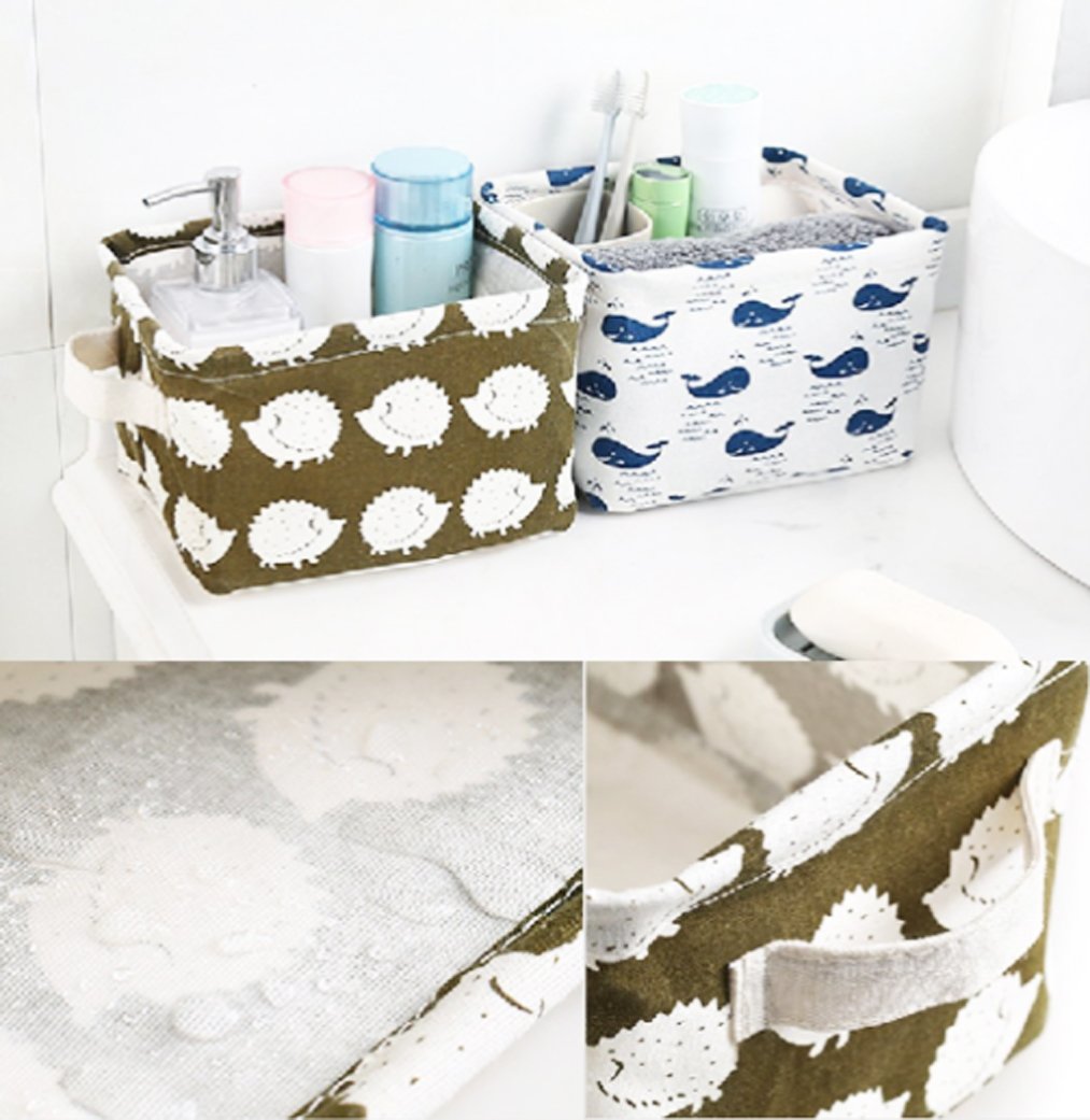 Lannu Pack 4 Home Decor Fabric Storage Bins Basket Cloth Cotton Linen Blend Collapsible Box Organizers Baskets Liner Shelves, 7.8×6.3×5.1 inch